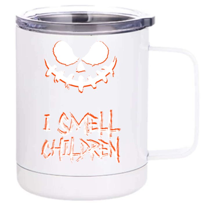 I Smell Children Gift Scary Adult Halloween Pumpkin Face Gift Front & Back 12oz Stainless Steel Tumbler Cup