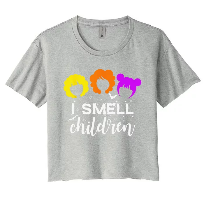 I Smell Children Halloween Funny Witches Women's Crop Top Tee