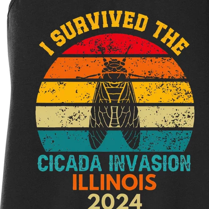 I Survived Cicada Invasion Illinois 2024 Cigada Summer Women's Racerback Tank