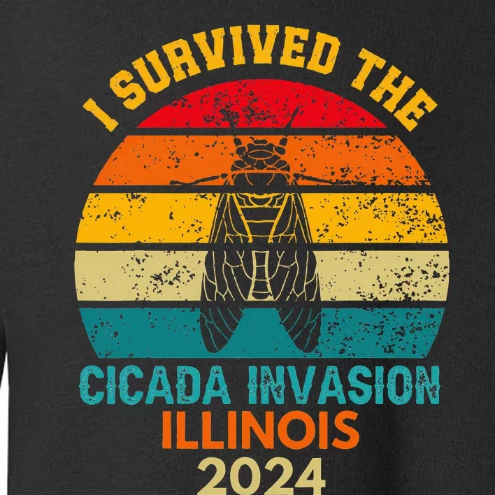 I Survived Cicada Invasion Illinois 2024 Cigada Summer Toddler Sweatshirt