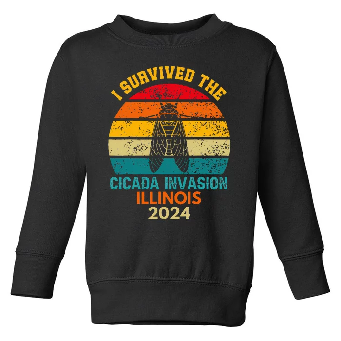 I Survived Cicada Invasion Illinois 2024 Cigada Summer Toddler Sweatshirt