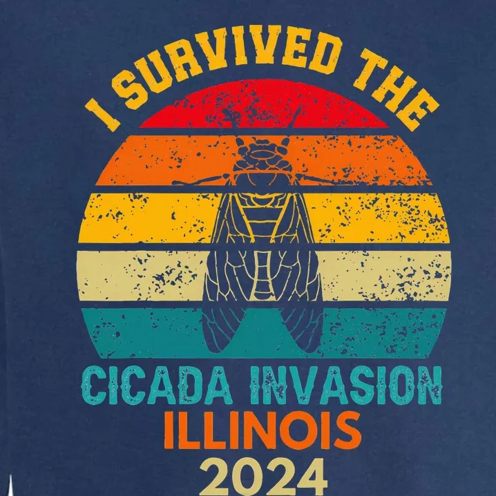 I Survived Cicada Invasion Illinois 2024 Cigada Summer Garment-Dyed Sweatshirt