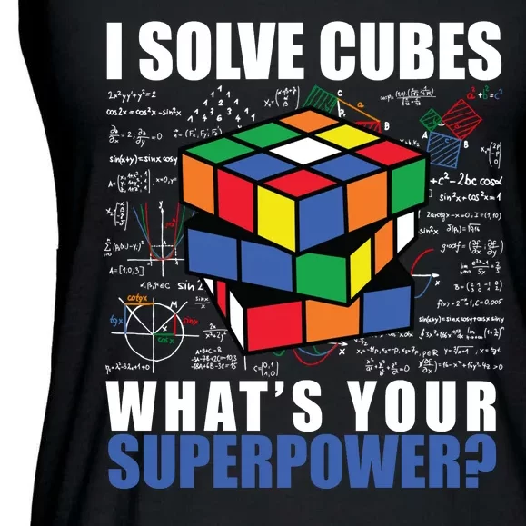 I Solve Cubes What's Your Superpower Ladies Essential Flowy Tank