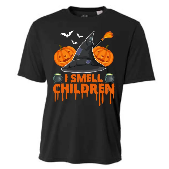 I Smell Children Halloween Bats Witch Hat Pumkin Design Funny Gift Cooling Performance Crew T-Shirt