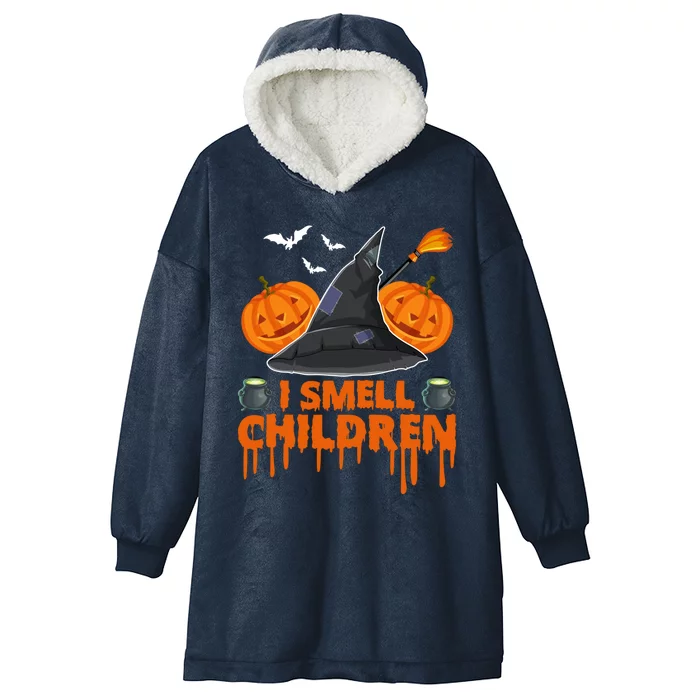 I Smell Children Halloween Bats Witch Hat Pumkin Design Funny Gift Hooded Wearable Blanket