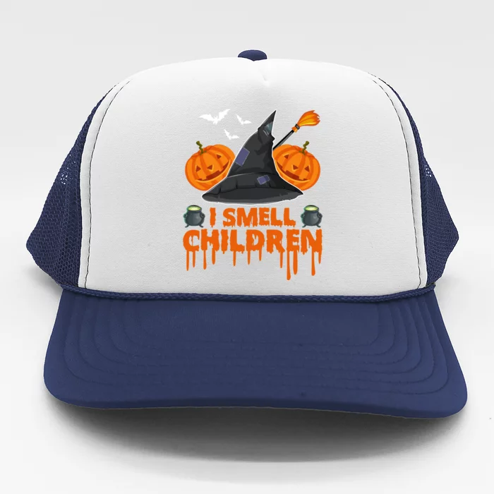 I Smell Children Halloween Bats Witch Hat Pumkin Design Funny Gift Trucker Hat