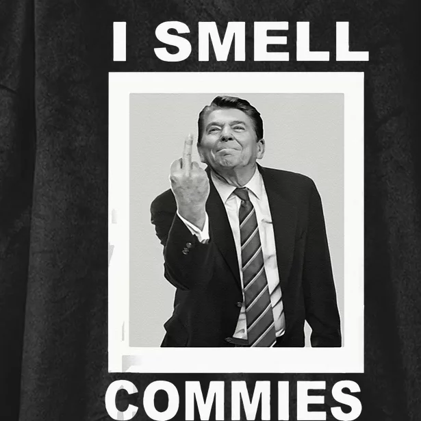 I Smell Commies Funny Ronald Regan Hooded Wearable Blanket