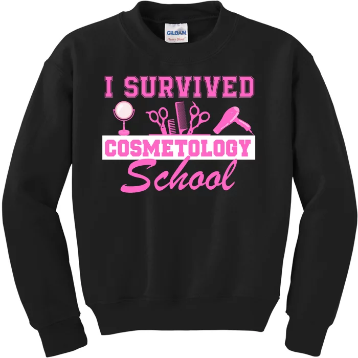 I Survived Cosmetology School Graduation Cosmetologist Cosmetology Student Kids Sweatshirt