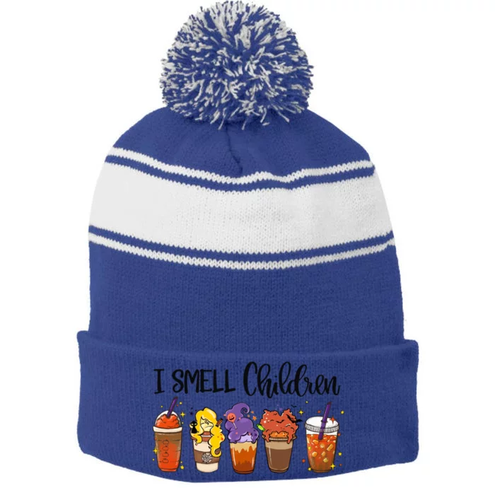 I Smell Children Halloween Funny Witches Coffee Latte Meaningful Gift Stripe Pom Pom Beanie