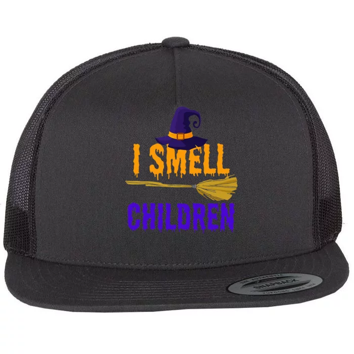 I Smell Children Witch Halloween Costume Flat Bill Trucker Hat