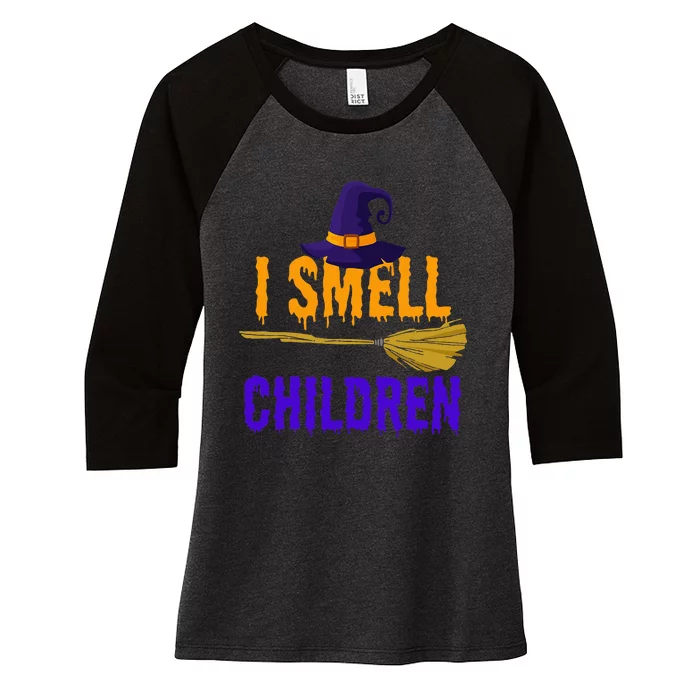 I Smell Children Witch Halloween Costume Women's Tri-Blend 3/4-Sleeve Raglan Shirt