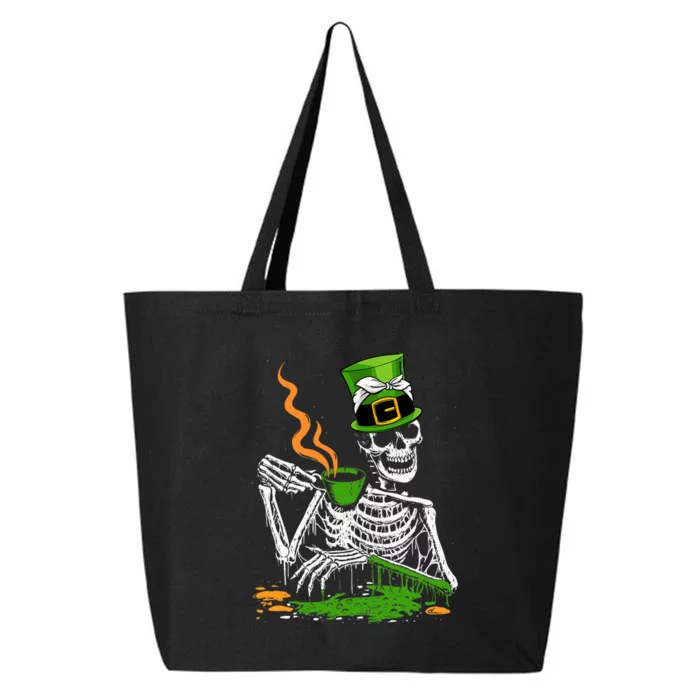 Irish Skeleton Drinking Coffee St Patricks Day Funny Bones 25L Jumbo Tote