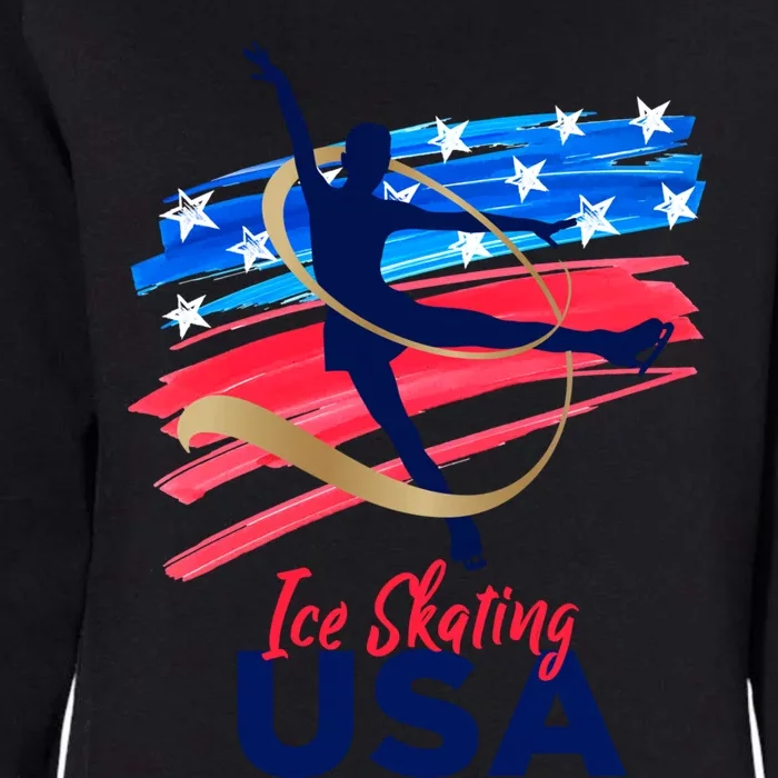 Ice Skating Dance Gift Support The Team Gift Funny Usa Flag Gift Womens California Wash Sweatshirt