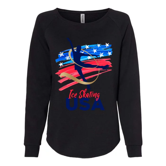 Ice Skating Dance Gift Support The Team Gift Funny Usa Flag Gift Womens California Wash Sweatshirt