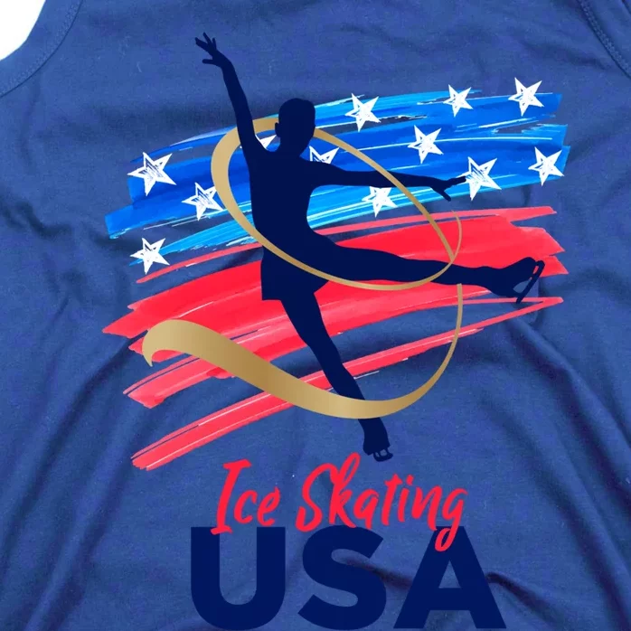 Ice Skating Dance Gift Support The Team Gift Funny Usa Flag Gift Tank Top