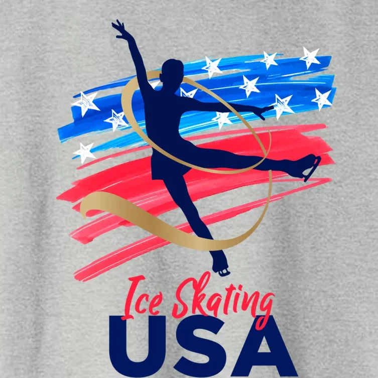 Ice Skating Dance Gift Support The Team Gift Funny Usa Flag Gift Women's Crop Top Tee