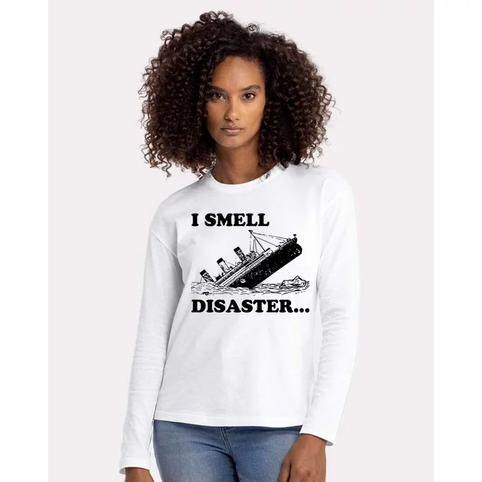 I Smell Disaster Funny Titanic Womens Cotton Relaxed Long Sleeve T-Shirt