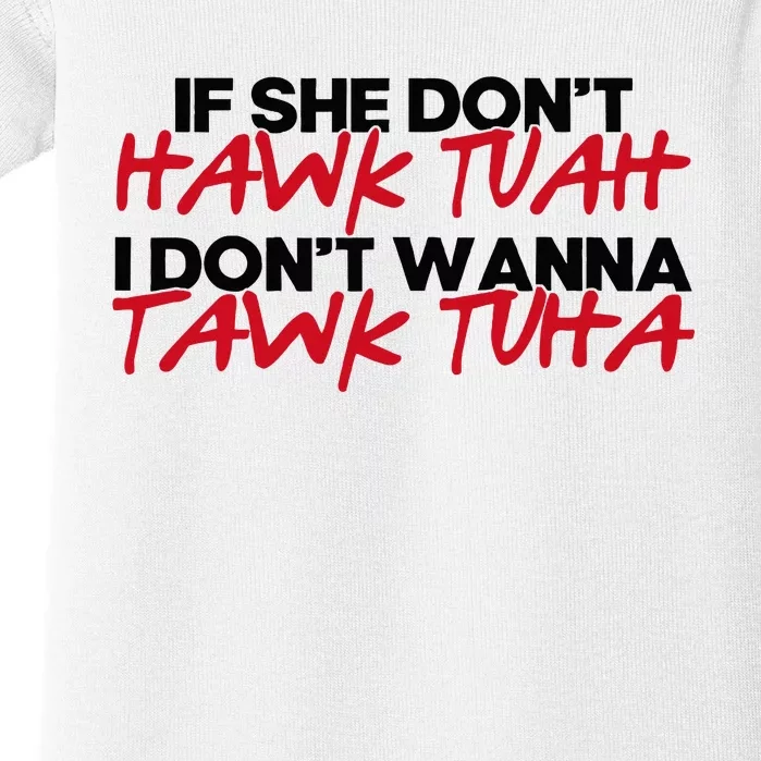 If She DonT Hawk Tuah I WonT Tawk Tuah Baby Bodysuit