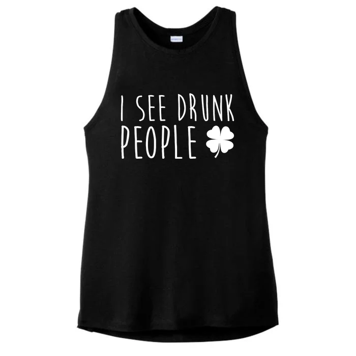 I See Drunk People Funny St Patrick's Day Ladies Tri-Blend Wicking Tank