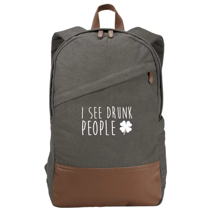 I See Drunk People Funny St Patrick's Day Cotton Canvas Backpack