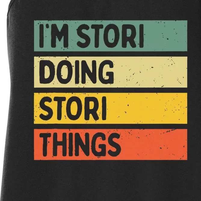 IM Stori Doing Stori Things Funny Personalized Women's Racerback Tank