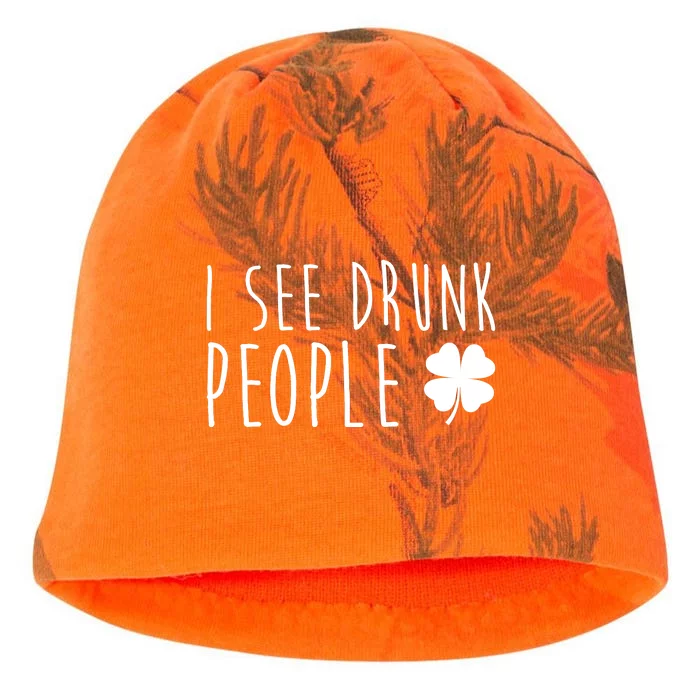 I See Drunk People Funny St Patricks Day Kati - Camo Knit Beanie