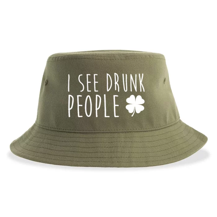 I See Drunk People Funny St Patricks Day Sustainable Bucket Hat