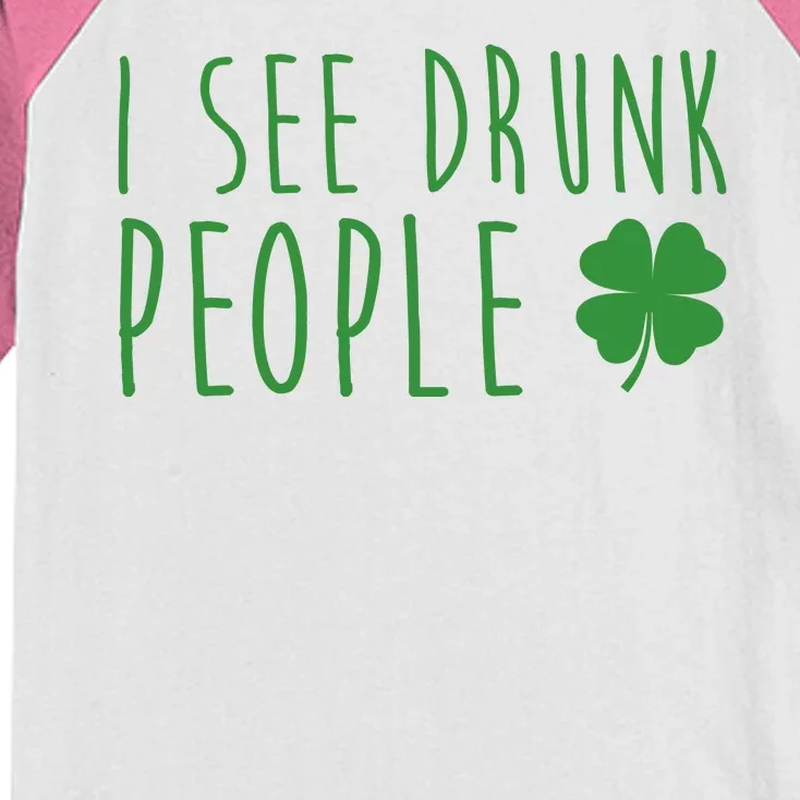 I See Drunk People Funny St Patricks Day Kids Colorblock Raglan Jersey