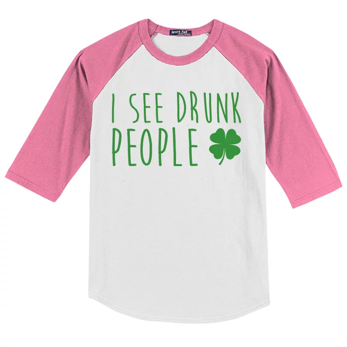 I See Drunk People Funny St Patricks Day Kids Colorblock Raglan Jersey