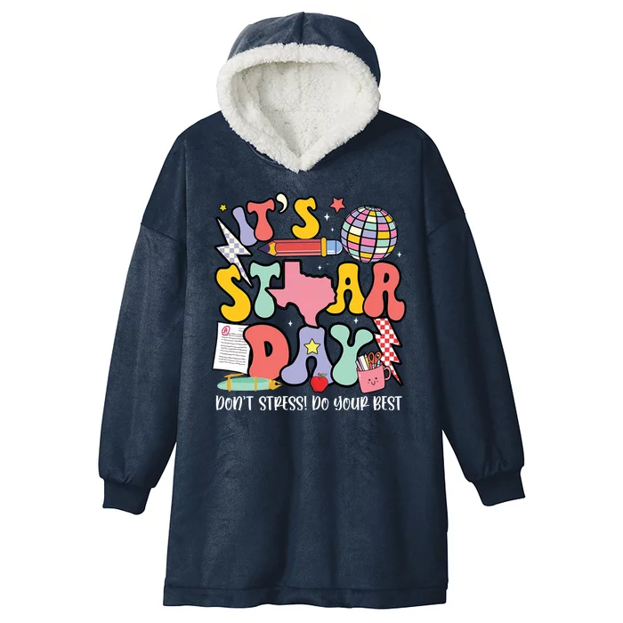 Its Staar Day Dont Stress Do Your Best Test Day Groovy Hooded Wearable Blanket