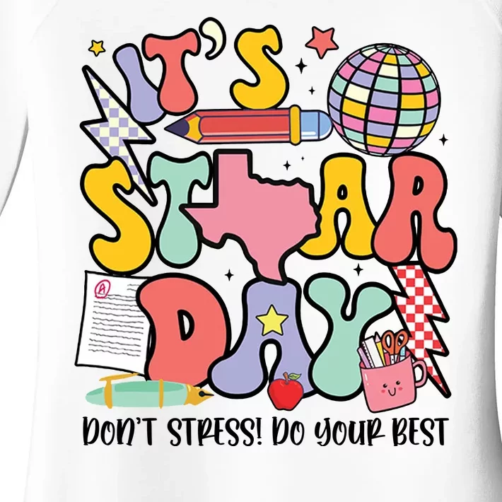 Its Staar Day Dont Stress Do Your Best Test Day Groovy Women's Perfect Tri Tunic Long Sleeve Shirt