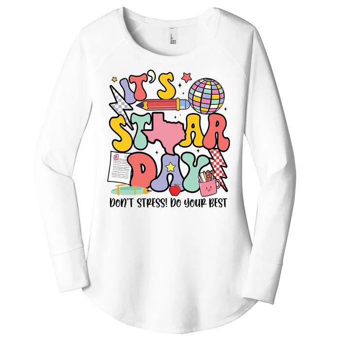 Its Staar Day Dont Stress Do Your Best Test Day Groovy Women's Perfect Tri Tunic Long Sleeve Shirt