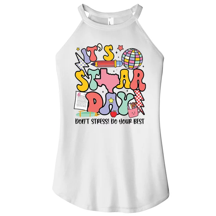 Its Staar Day Dont Stress Do Your Best Test Day Groovy Women’s Perfect Tri Rocker Tank