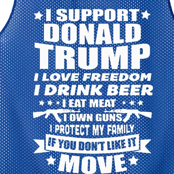 I Support Donald Trump I Love Freedom I Drink Beer Mesh Reversible Basketball Jersey Tank