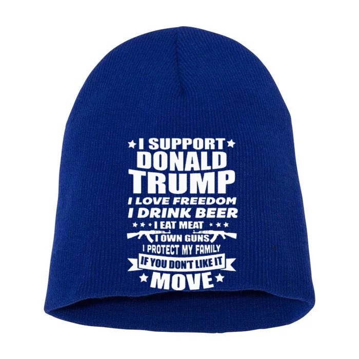 I Support Donald Trump I Love Freedom I Drink Beer Short Acrylic Beanie