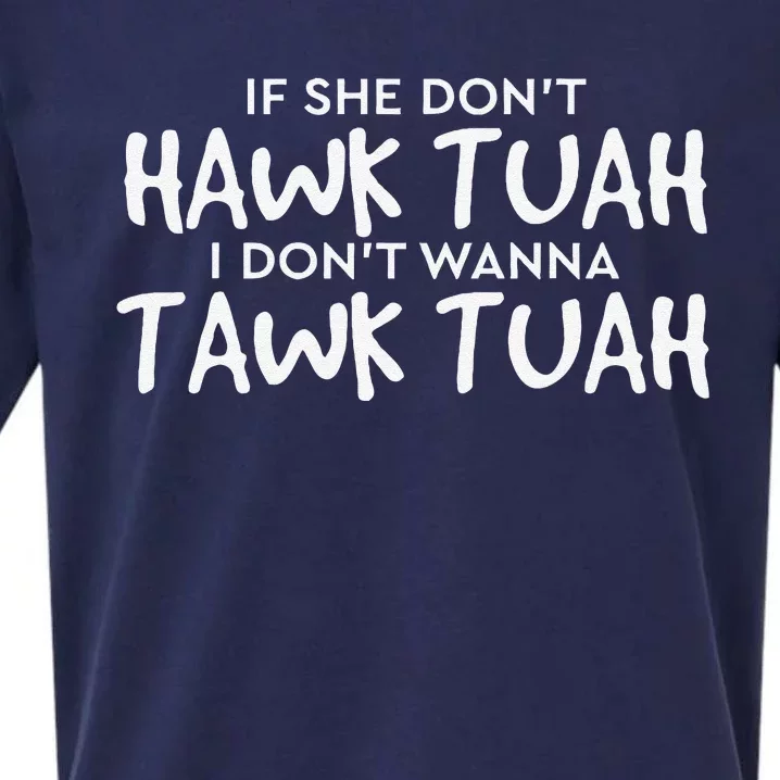 If She DonT Hawk Tush I WonT Tawk Tuah Sueded Cloud Jersey T-Shirt