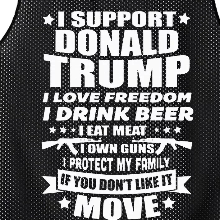 I Support Donald Trump I Love Freedom I Drink Beer Mesh Reversible Basketball Jersey Tank