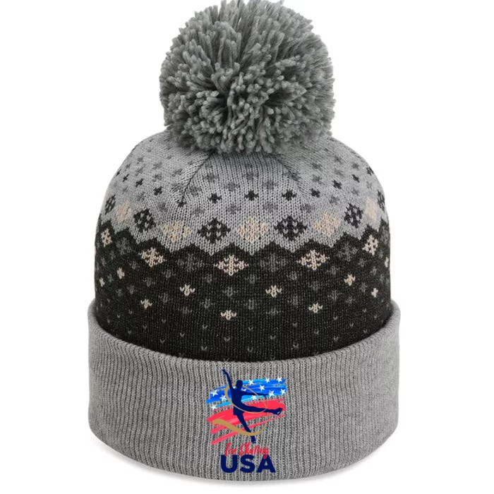 Ice Skating Dance Support The Team USA Flag The Baniff Cuffed Pom Beanie