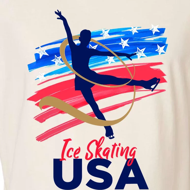 Ice Skating Dance Support The Team USA Flag Garment-Dyed Women's Muscle Tee