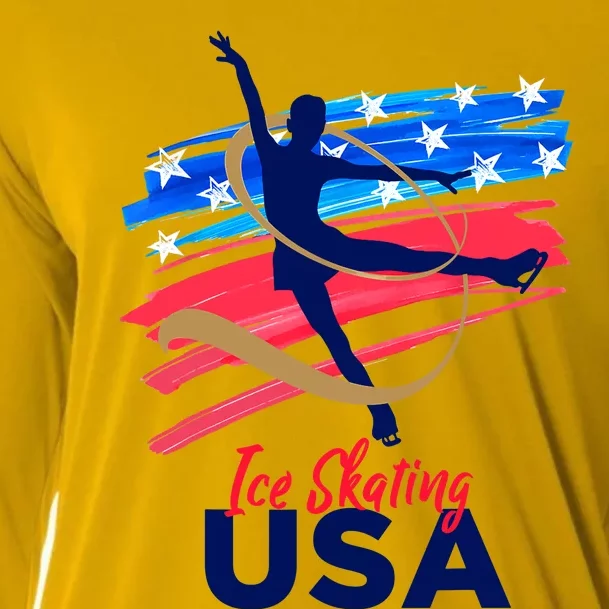 Ice Skating Dance Support The Team USA Flag Cooling Performance Long Sleeve Crew