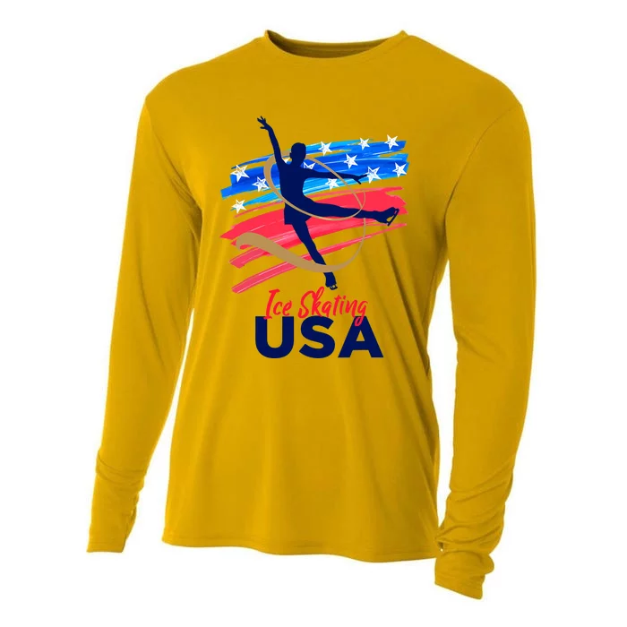 Ice Skating Dance Support The Team USA Flag Cooling Performance Long Sleeve Crew