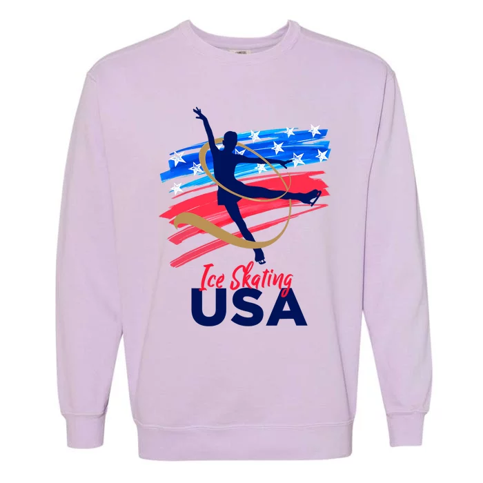 Ice Skating Dance Support The Team USA Flag Garment-Dyed Sweatshirt