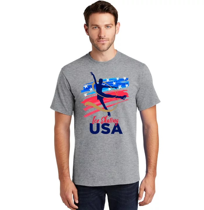 Ice Skating Dance Support The Team USA Flag Tall T-Shirt