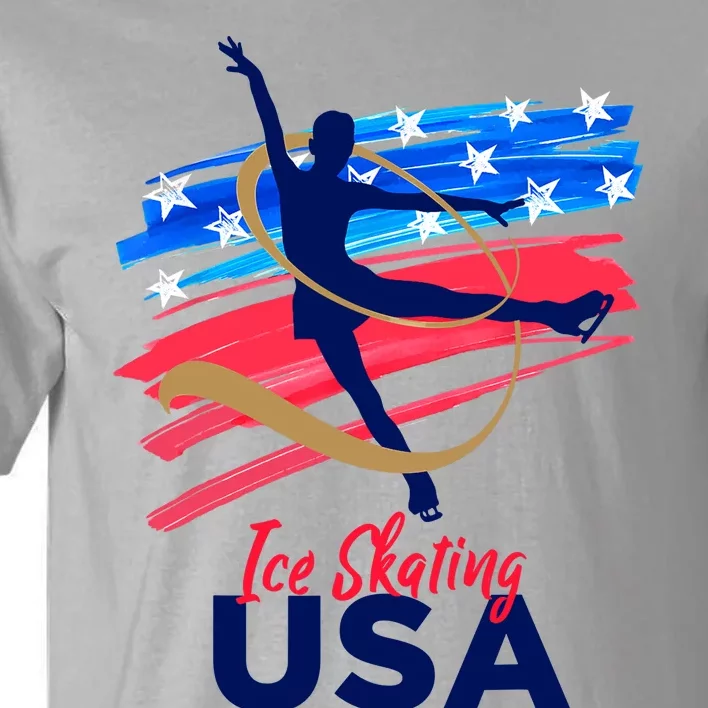 Ice Skating Dance Support The Team USA Flag Tall T-Shirt