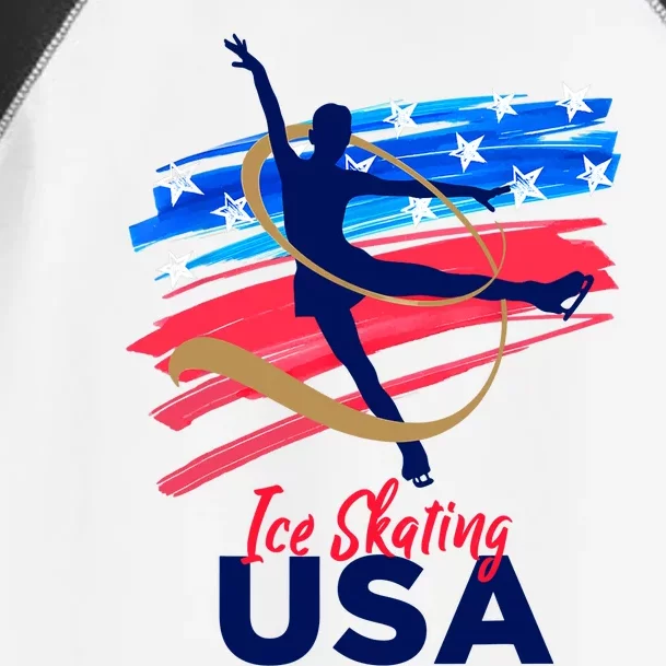 Ice Skating Dance Support The Team USA Flag Toddler Fine Jersey T-Shirt