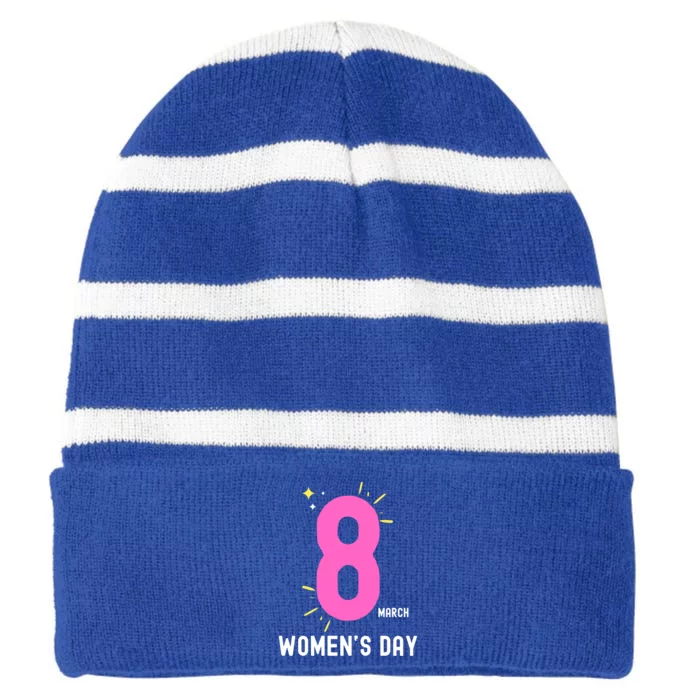 International S Day 8 March 2024 #Choosetochallenge Gift Striped Beanie with Solid Band