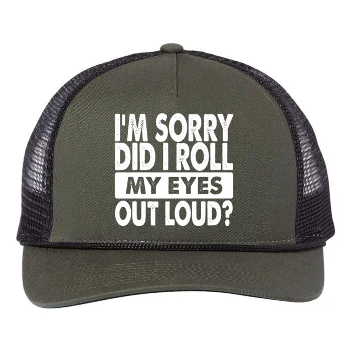 Im Sorry Did I Roll My Eyes Out Loud Funny Retro Rope Trucker Hat Cap