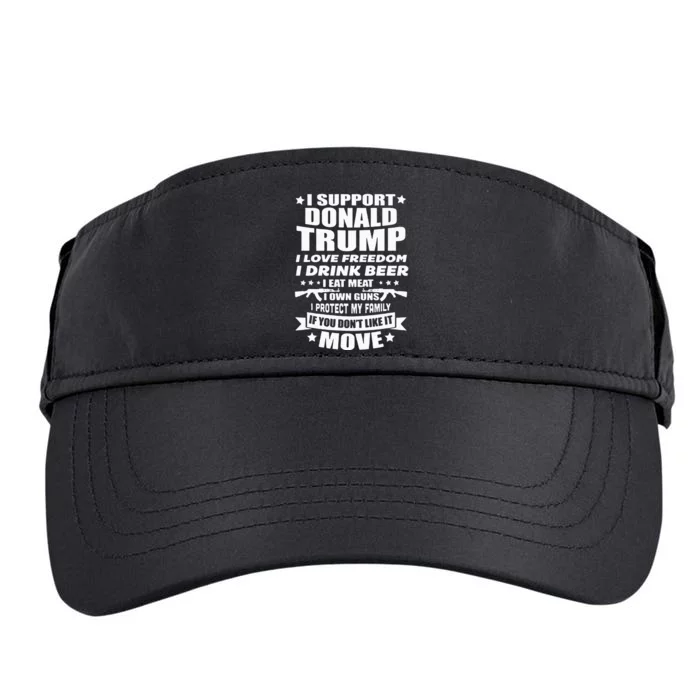 I Support Donald Trump I Love Freedom I Drink Beer Adult Drive Performance Visor