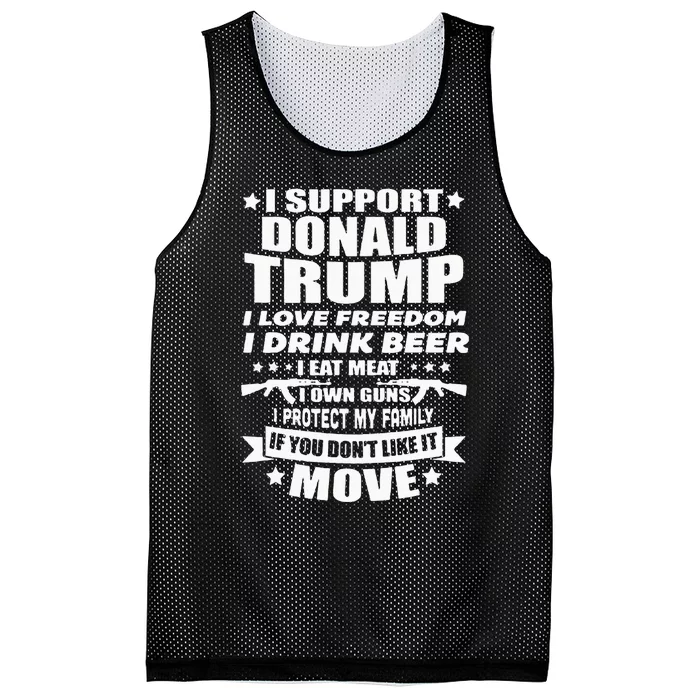 I Support Donald Trump I Love Freedom I Drink Beer Mesh Reversible Basketball Jersey Tank