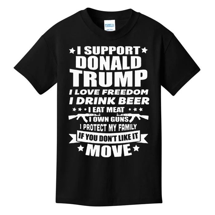 I Support Donald Trump I Love Freedom I Drink Beer Kids T-Shirt